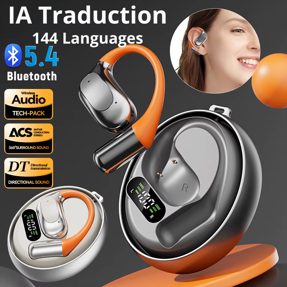 Écouteurs de traduction IA avec 144 langues