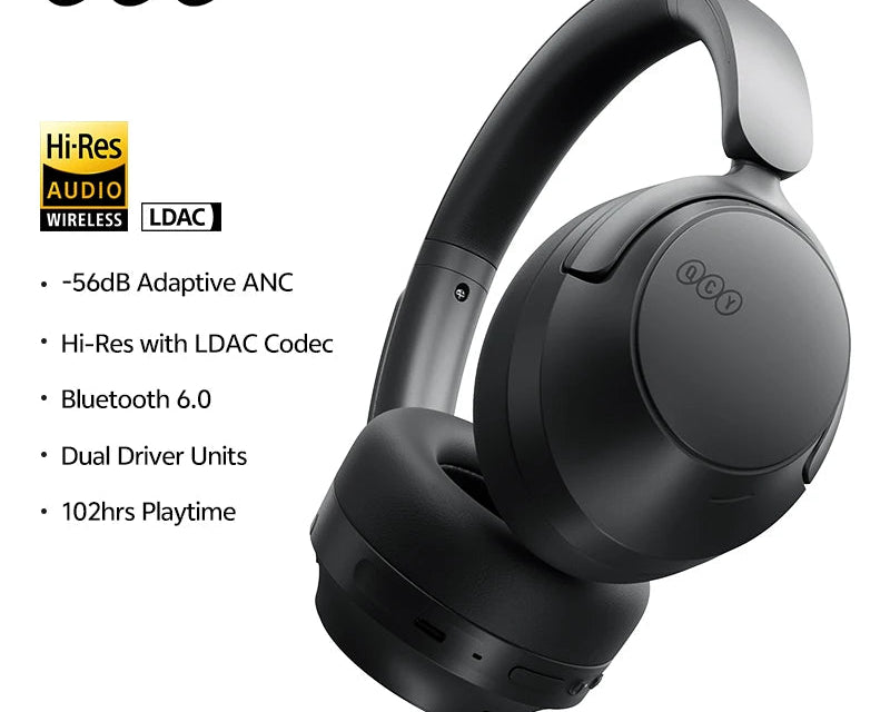 Casque QCY H3S ANC -56dB Hi-Res LDAC Bluetooth 6.0 - 102h Autonomie