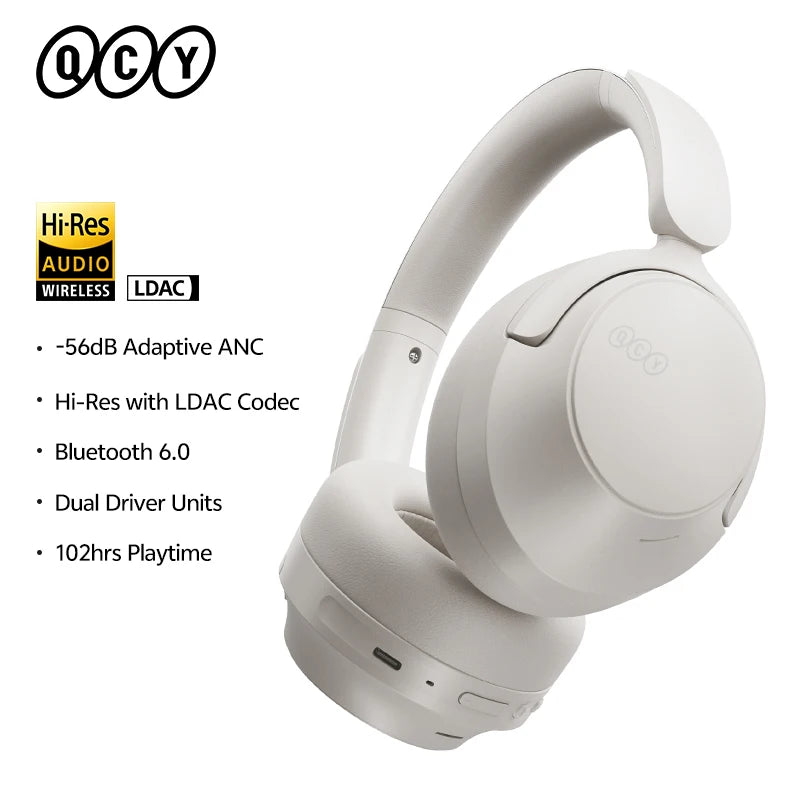 Casque QCY H3S ANC -56dB Hi-Res LDAC Bluetooth 6.0 - 102h Autonomie